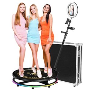 360 photo booth machine for parties 31.5″(80cm) with flight case custom logo 2-3 people to stand software app control, futobooz 360 video camera booth selfie platform spin 360 automatic slow motion