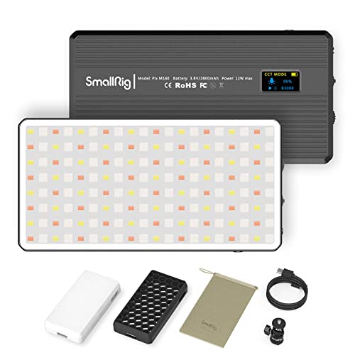 SmallRig Pix M160 RGB Video Light, 12W RGBWW LED Camera Light Panel, 360° Full Color Portable Light for Photography, 3800mh Battery, CRI 95+,TLCI 98, for Vlogging, Photo, Video, Aluminum Body – 3157