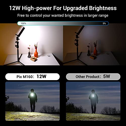 SmallRig Pix M160 RGB Video Light, 12W RGBWW LED Camera Light Panel, 360° Full Color Portable Light for Photography, 3800mh Battery, CRI 95+,TLCI 98, for Vlogging, Photo, Video, Aluminum Body – 3157