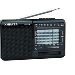 XHDATA D-328 Shortwave AM FM DSP Portable Small Multi Band Radio Stereo MP3 Player with Rechargeable Battery Earphone Jack Portable Multimedia Speaker with USB Micro SD Card Jack (Black)