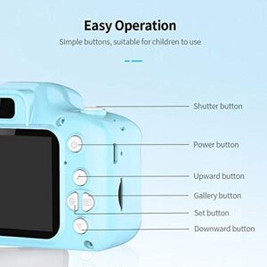 dsfen X2 Mini Kids Camera 2 inch HD Color Display Rechargable Mini Camera Video Camera Lovely Camera with 32GB Memory Card Blue