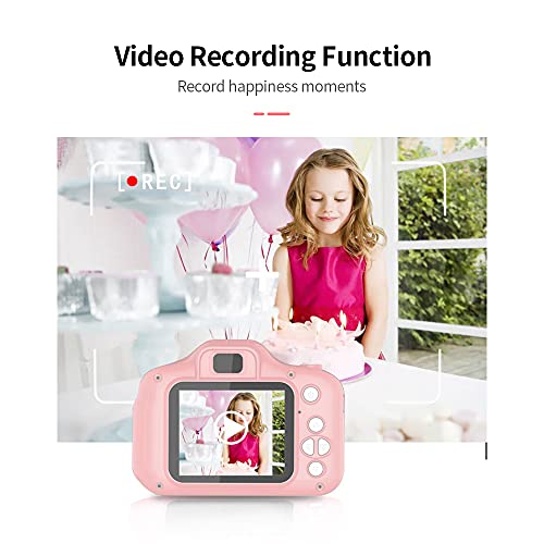 dsfen X2 Mini Kids Camera 2 inch HD Color Display Rechargable Mini Camera Video Camera Lovely Camera with 32GB Memory Card Blue