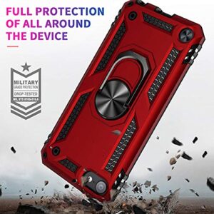 ULAK Compatible with iPod Touch 7 Case/iPod Touch 6 Case with 2 HD Screen Protectors, Hybrid Rugged Shockproof Cover with Built-in Kickstand for iPod Touch 7th/6th/5th Generation (Red)