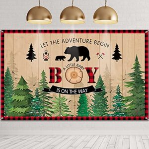 lumberjack baby shower party decorations backdrop for boy buffalo plaid party supplies adventure themed party decorations