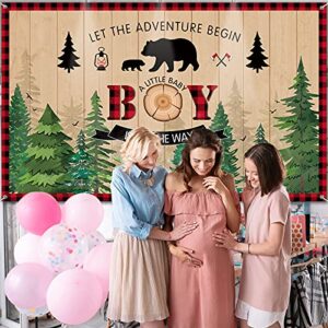 Lumberjack Baby Shower Party Decorations Backdrop for Boy Buffalo Plaid Party Supplies Adventure Themed Party Decorations