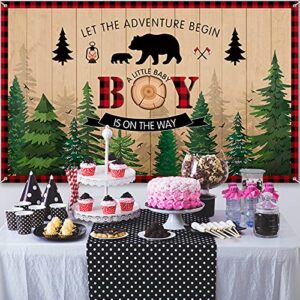 Lumberjack Baby Shower Party Decorations Backdrop for Boy Buffalo Plaid Party Supplies Adventure Themed Party Decorations