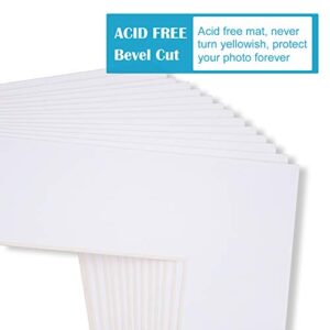 Egofine 11x14 White Picture Mats Pack of 14, Frame Mattes for 8x10 Pictures, Acid Free, 1.2mm Thickness, with Core Bevel Cut