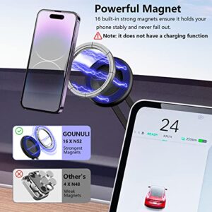 GOUNULI Tesla Phone Mount Holder,Car Phone Holder Mount Magnetic for Tesla Model 3/X/Y/S,Compatible with MagSafe Car Mount/iPhone 14/13/12/Samsung/Tesla Model 3 Accessories,Tesla Model Y Accessories