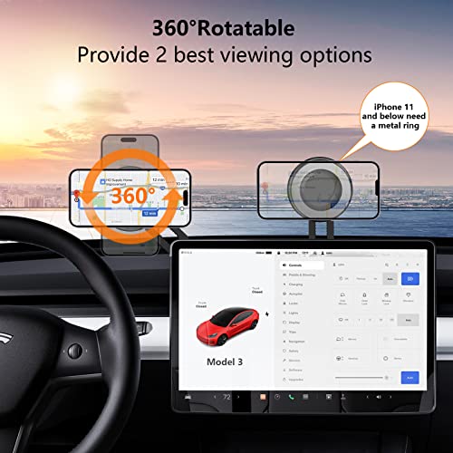 GOUNULI Tesla Phone Mount Holder,Car Phone Holder Mount Magnetic for Tesla Model 3/X/Y/S,Compatible with MagSafe Car Mount/iPhone 14/13/12/Samsung/Tesla Model 3 Accessories,Tesla Model Y Accessories