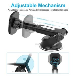 APPS2Car Suction Cup Magnetic Phone Mount for Car, Universal Dashboard Windshield Magnet Phone Holder Compatible with All Smartphones, Built-in 6 N52 Magnets