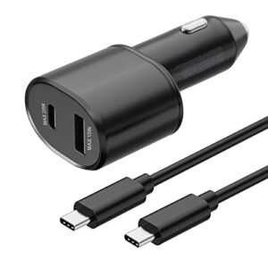 samsung 25w usb c car charger, pd&qc3.0 dual port compatible car charger with 5ft type c cable for samsung galaxy s23/s23 ultra/s23 plus/s22/s22 ultra/s22+/s21/s21+/s21 ultra/s20/s20+/note 20/note 10