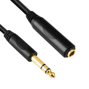 devinal 6.35mm 1/4″ inch stereo plug male to 1/4 female stereo headphone guitar extension cable cord, gold plated audio cable stereo extender, 10 feet (3 m)