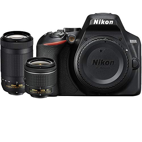 Nikon D3500 24.2MP DSLR Camera w/AF-P 18-55mm VR Lens & 70-300mm Dual Zoom Lens (1588B) – (Renewed)