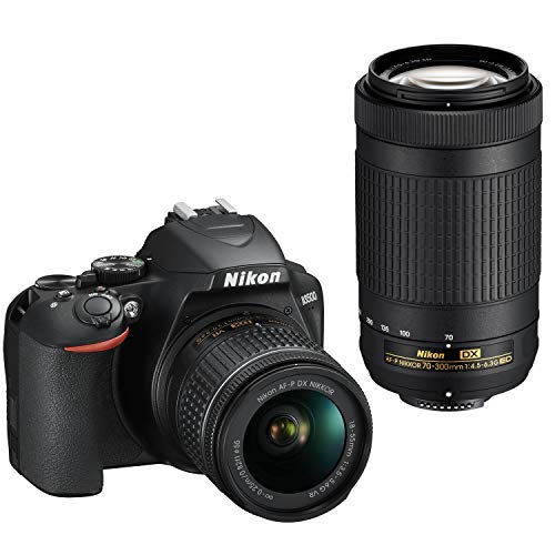 Nikon D3500 24.2MP DSLR Camera w/AF-P 18-55mm VR Lens & 70-300mm Dual Zoom Lens (1588B) – (Renewed)