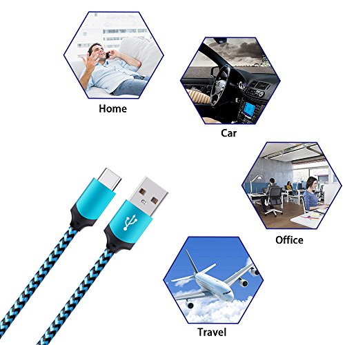 USB Type C Charger Cable Fast Charging Cord Compatible with Google Pixel 7, 6, 5, 4, 3a, 3a XL, 3 XL, Pixel 3, Pixel 2 XL, Pixel 2, Pixel C, Samsung S10 S9 S8 (Blue/Green/Purple, 6 feet, 3 Pack)