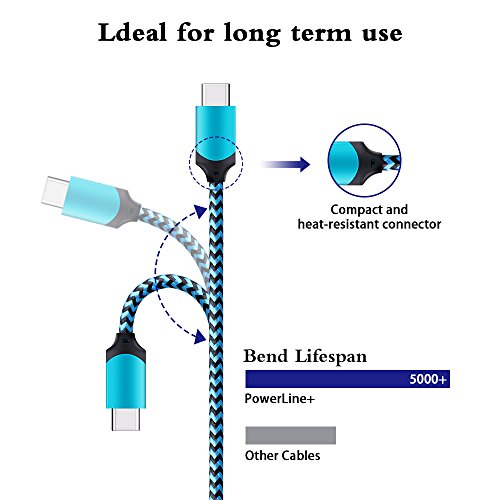 USB Type C Charger Cable Fast Charging Cord Compatible with Google Pixel 7, 6, 5, 4, 3a, 3a XL, 3 XL, Pixel 3, Pixel 2 XL, Pixel 2, Pixel C, Samsung S10 S9 S8 (Blue/Green/Purple, 6 feet, 3 Pack)