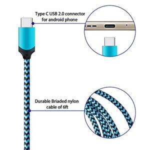 USB Type C Charger Cable Fast Charging Cord Compatible with Google Pixel 7, 6, 5, 4, 3a, 3a XL, 3 XL, Pixel 3, Pixel 2 XL, Pixel 2, Pixel C, Samsung S10 S9 S8 (Blue/Green/Purple, 6 feet, 3 Pack)