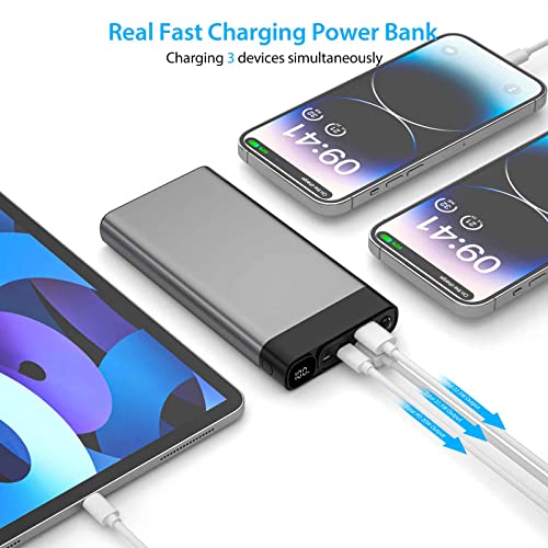 Portable Charger 30000mAh 22.5W USB C Fast Charging QC 3.0 PD 20W Power Bank, LED Digital Display External Battery Packs Compatible iPhone Pad Samsung etc.(Gray)