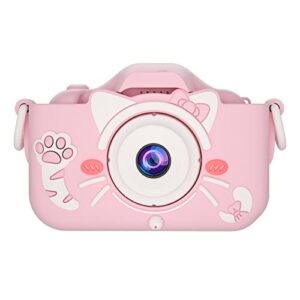 slsfjlkj kids camera with silicone case, video camera for children with fun games, kids digital camera with special effects, rechargeable battery, ideal for boys and girls (pink cat 8g)
