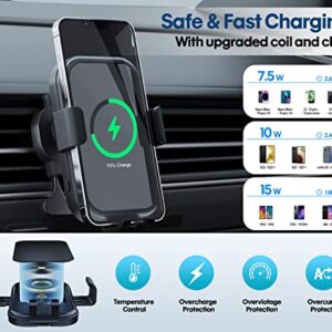 Risingstar Wireless Car Charger, 15W Fast Wireless Car Charger Mount, Auto-Clamping Alignment Windshield Dashboard Air Vent Cell Phone Holder for iPhone 14/13/12/11/pro/X/8, Samsung S20/S10/S9/S8