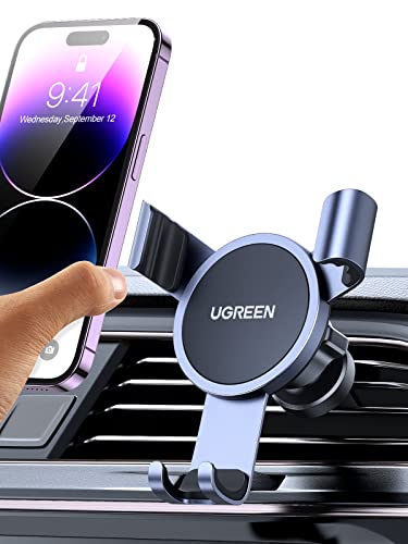 UGREEN Car Vent Phone Mount Gravity Phone Holder Car Air Vent Clip Mount Auto Lock Compatible with iPhone 14 Pro Max 14 Plus, iPhone 13 12 11 Pro Max XR XS 8 7 Plus SE, Samsung Galaxy S22 Smartphone