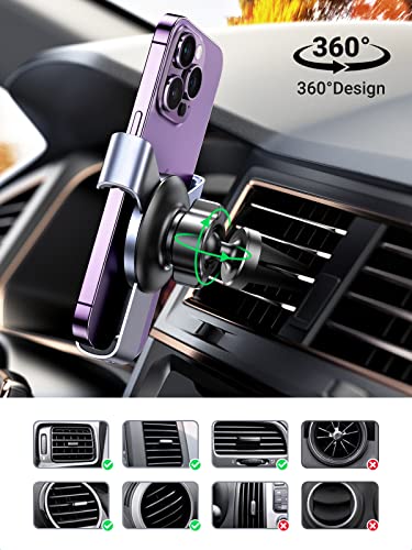 UGREEN Car Vent Phone Mount Gravity Phone Holder Car Air Vent Clip Mount Auto Lock Compatible with iPhone 14 Pro Max 14 Plus, iPhone 13 12 11 Pro Max XR XS 8 7 Plus SE, Samsung Galaxy S22 Smartphone