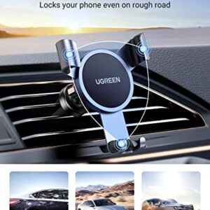 UGREEN Car Vent Phone Mount Gravity Phone Holder Car Air Vent Clip Mount Auto Lock Compatible with iPhone 14 Pro Max 14 Plus, iPhone 13 12 11 Pro Max XR XS 8 7 Plus SE, Samsung Galaxy S22 Smartphone