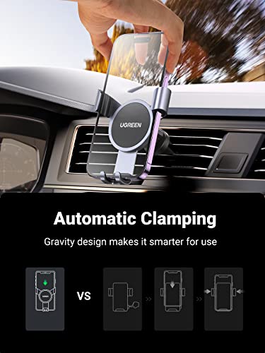 UGREEN Car Vent Phone Mount Gravity Phone Holder Car Air Vent Clip Mount Auto Lock Compatible with iPhone 14 Pro Max 14 Plus, iPhone 13 12 11 Pro Max XR XS 8 7 Plus SE, Samsung Galaxy S22 Smartphone