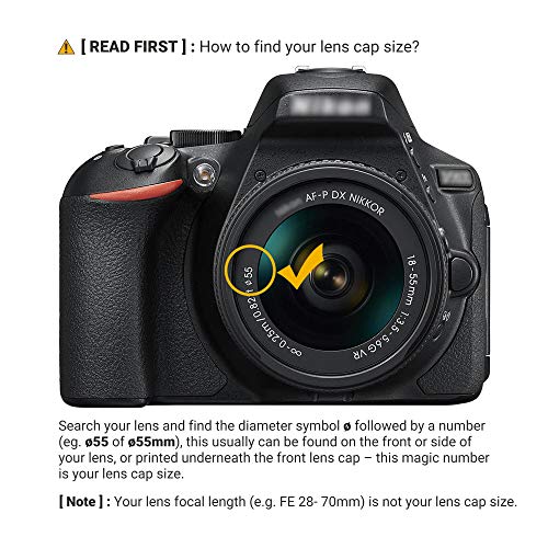 55mm Front Lens Cap Cover with Deluxe Cap Keeper for Nikon D3400 D3500 D5600 D7500 with Kit Lens AF-P 18-55mm for Sony A7 A7II A7III A7IV with Kit Lens FE 28-70mm & More Lenses with 55mm Filter Thread