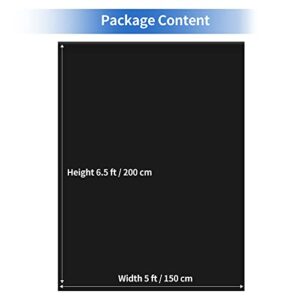 Hemmotop 5 x 6.5 ft Black Backdrop Background for Photography,100% Pure Muslin Collapsible Backdrop Background Screen for Photo Video Studio