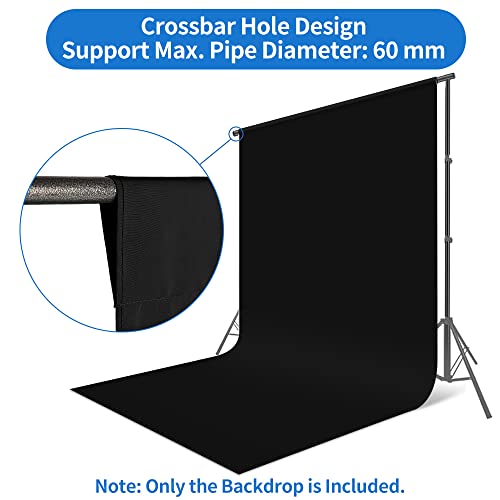 Hemmotop 5 x 6.5 ft Black Backdrop Background for Photography,100% Pure Muslin Collapsible Backdrop Background Screen for Photo Video Studio