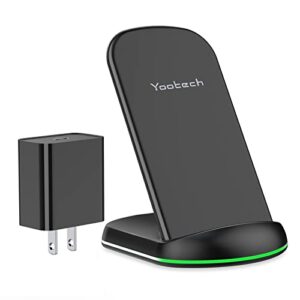 yootech wireless charger, 10w max wireless charging stand with quick adapter,compatible with iphone 14/14 plus/14 pro/14 pro max/13/13 mini/13 pro max/se 2022/12/11/x/8, galaxy s22/s21/s20/s10