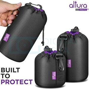 Altura Photo (3 Pack) Thick Protective Neoprene Pouch Set for DSLR Camera Lens (Canon, Nikon, Pentax, Sony, Tamron, Sigma, Olympus, Panasonic, Fuji) - Includes: Small, Medium and Large Pouches