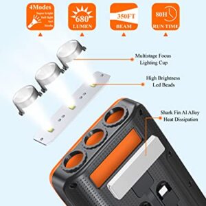 Solar-Charger-Power-Bank - Portable Charger,43800mAh Qc3.0 Fast Charging Qi 10W Wireless Portable Charger Built-in 2 Kinds Output Cable and 680Lumen Bright flashlights (Orange)