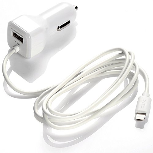 GEMBONICS Apple Certified iPhone Lightning Car Charger for iPhone 12, 11, X, XR, XS, 8, 8 Plus, 7, 7 Plus, 6S, 6S Plus, 6 Plus, SE, 5S, iPad Pro, Air 2, Mini 4 with Extra USB Port (White)