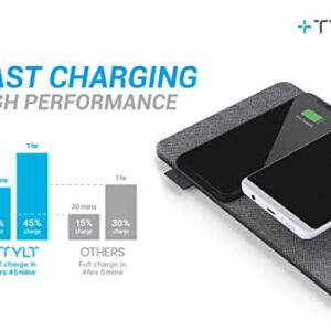 TYLT Mat - Dual Wireless Charging Station | Qi Certified 10W High Speed Wireless Charger Pad | Compatible with Apple iPhone, Samsung Galaxy, Note, AirPods 2, AirPods Pro, Galaxy Buds, Pixel Buds | Blk