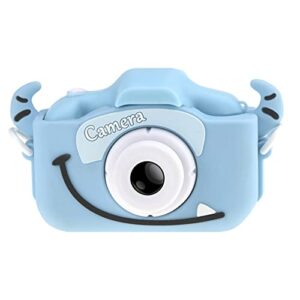 slsfjlkj kids camera with silicone case, video camera for children with fun games, kids digital camera with special effects, rechargeable battery, ideal for boys and girls (blue cow bare metal)