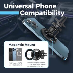 Power Theory Magnetic Phone Holder for Car, MagSafe Compatible, Easy Install, Vent and Dash Mount, One Hand, Secure, Portrait or Landscape, [iPhone 14 Pro Max/14 Pro /14/14 Plus, iPhone 13/12 Series]