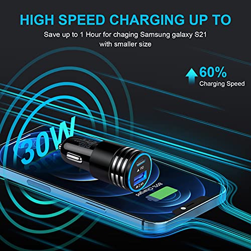 Super Fast Charger for Samsung Galaxy S23 S22 S21 Ultra S20 FE 5G Z Fold 4 Z Flip 4 Note 20 A14 A04s A03s A13 5G A53 A12 A52, 20W USB C Wall Charger, 30W Car Charger, 2-Pack 6ft USB C to USB C Cable