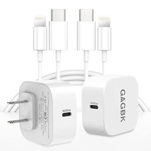 fast charger for iphone, [apple mfi certified] 2-pack 20w pd fast charger fast charging with lightning cable compatible for iphone 14/14 pro/14 pro max/14 plus/13/12/11/pro/pro max/mini/xs