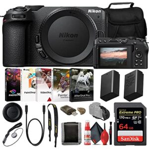 nikon z30 mirrorless digital camera (body only) (1737) intl model with 64gb extreme pro card + en-el25 extra battery + photo editing software + camera bag + cleaning kit + more (renewed)