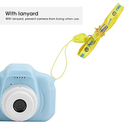 PUSOKEI Cartoon Intelligence Kid Mini Photography Camera, Simple Operation Digital Video Camera with Lanyard, for Children of All Ages(Blue)