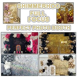 Gold Shimmer Wall Backdrop- SHIMMERHOO -24 pcs Decorations Panel Sequin Panels for Wedding Engagement Birthday Anniversary Party Decoration, Glitter Bling Sequins Photo Backdrops Sheets（Gold）