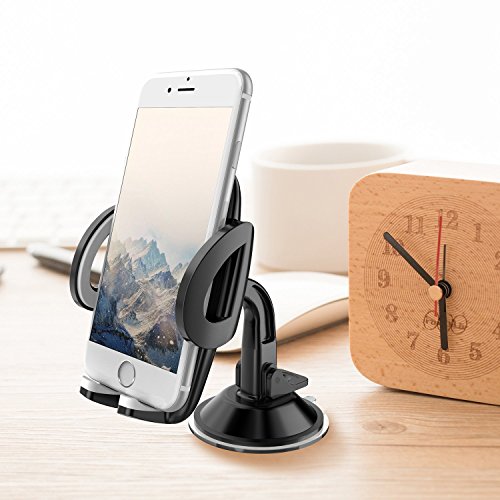 WixGear 3-in-1 Universal Car Phone Mount, Phone Holder for Car, Cell Phone Car Mount Air Vent Holder with Dashboard Mount and Windshield Mount for Cell Phones