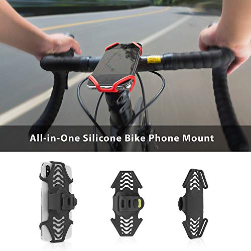 Bone】 Bike Tie Pro 2, Universal Bike Phone Mount for Stem Mount, Bicycle Motorcycle Stem Handlebar Cell Phone Holder for iPhone 12 11 Pro Max XS XR 8 7 6 Plus (Black)