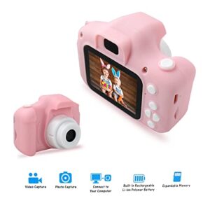 Xspeedonline Kids Digital Camera with Larger Storage Capacity, Easily Hang Necks for Kids, Multi-Scenes to Select (Cute Pink)