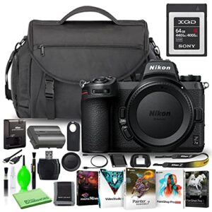 nikon z 7ii 45.7mp mirrorless digital camera (body only) (1653) usa model deluxe bundle with 64gb xqd memory card + nikon digital camera bag + corel editing software + much more