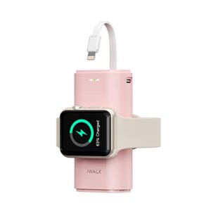 iwalk portable apple watch charger, 9000mah power bank with built in cable, apple watch and phone charger, compatible with apple watch series 7/6/se/5/4/3/2, iphone14/13/12/12 pro max/ 11/6s