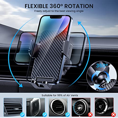 Phone Mount for Car Phone Holder [Thick Cases Friendly] Cell Phone Holder Hands Free Phone Stand for Car Vent Phone Mount Fit iPhone Android Smartphone Cell Phone Automobile Cradles Universal