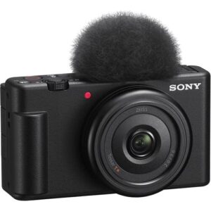 Sony ZV-1F Vlogging Camera (Black) (ZV1FB) + 2 x 64GB Card + 2 x NPBX1 Battery + Card Reader + Corel Photo Software + LED Light + Compact Mic + Case + Charger + More